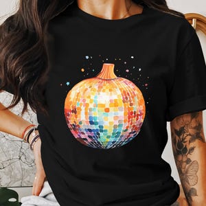 Disco Ball Pumpkin PNG, Retro Halloween Clipart, Fall Sublimation PNG, Groovy Pumpkin Digital Download