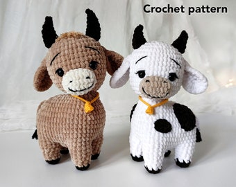 Cow and Bull CROCHET PATTERN PDF Amigurumi cow English pattern