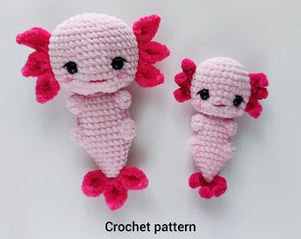 Axolotl Amigurumi  Axolotl CROCHET PATTERN  PDF Set of 2 Patterns English pattern