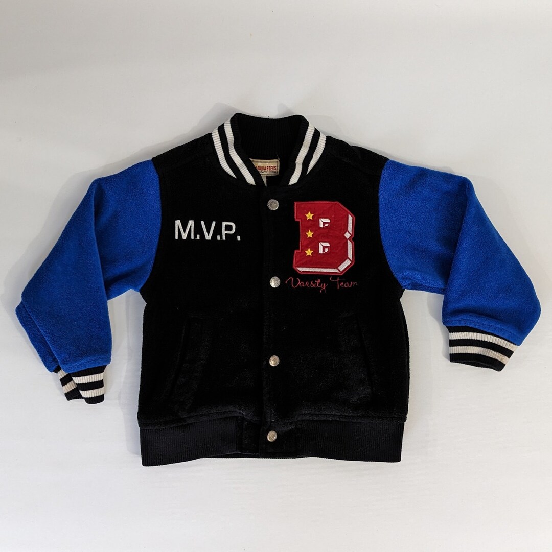 Kids Headquarters MVP Varsity Team Jacket Size 3T Black and Blue Fleece