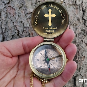 Personalized Compass for Baptism, Confirmation Gift for Boy, First Communion Gift, Gift for Baptism, Religious Gift, Custom Engraved Compass