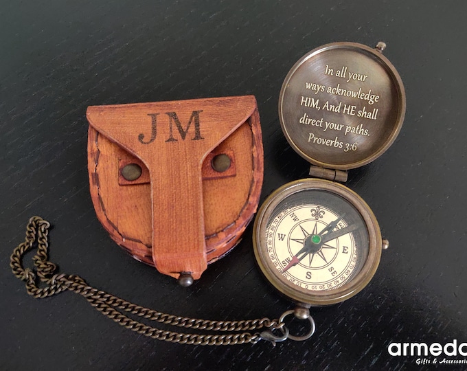 Personalized Working Compass with Custom Engraving Christmas Gift, Engraved Gift for Son, Grandson, Boy, Husband, Nephew
