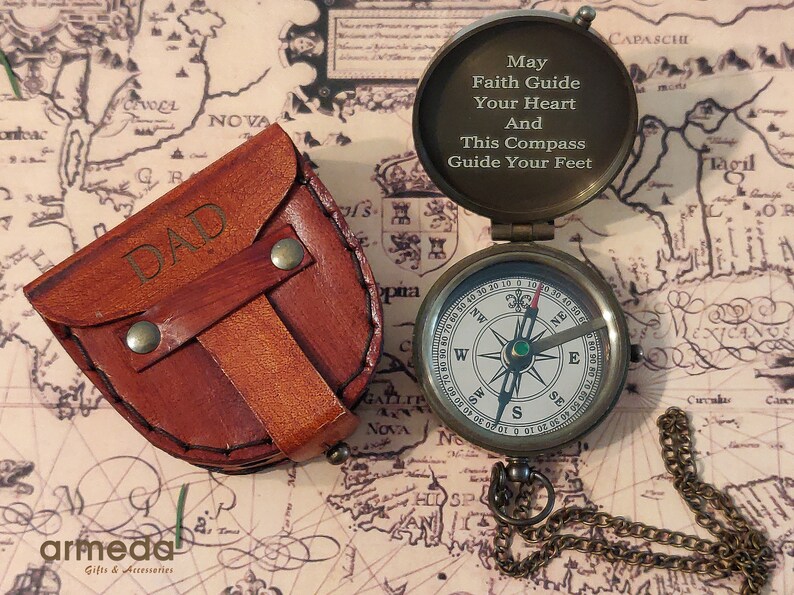Compass Fathers Day Gift Personalized Compass Gift for Dad Etsy