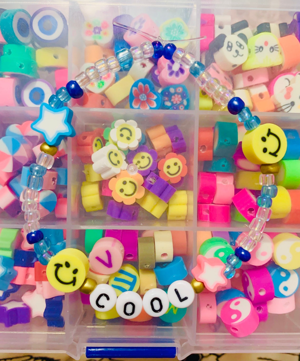 Cool beaded Smiley Face bracelet Etsy