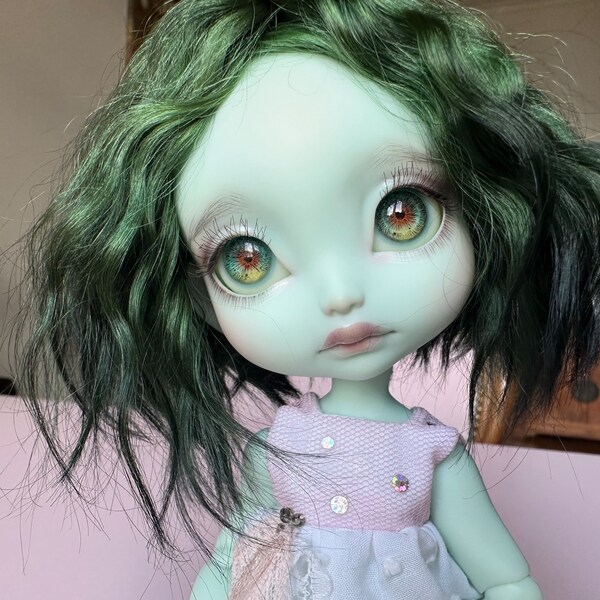 Green wig size Poulpy, Lulu, Aglae from Lillycat Doll made by EloDolly