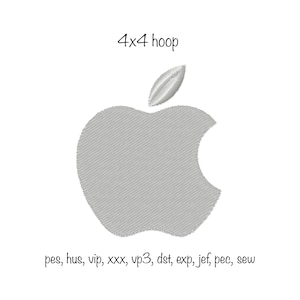 Diseño de bordado de máquina de manzana mordida de aro 4x4 de descarga digital en tecnología de múltiples formatos