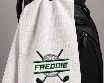 Digital download 8 sizes Golf Club and Ball split monogram machine embroidery design, sport golfer add text