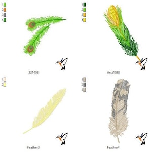 Feathers bundle instant download brother machine embroidery designs pes format files, 12 items