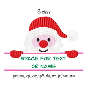 Instant download 3 sizes split santa father christmas machine embroidery design blank add text personalise  in all popular formats