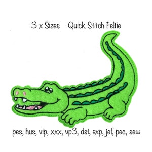 Instant download 3 sizes crocodile quick stitch feltie outline machine embroidery design in multiple formats african zoo animal cartoon