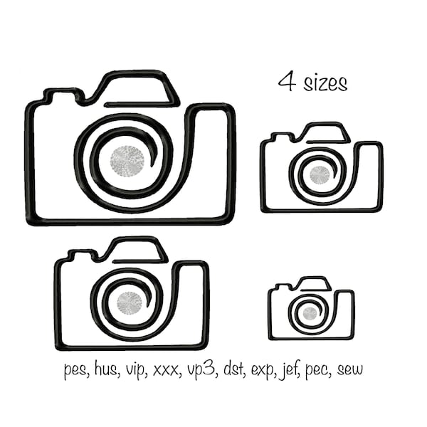 Digital download Foto Kamera 4 Größen Silhouette Maschinenstickerei in den Formaten pec, pes, xxx, jef, sew, exp, vip, vp3, dst, hus