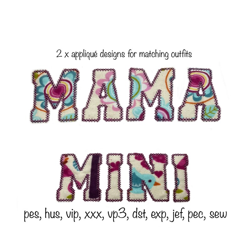 Digital Download Mama Mini Applique Words Letters Machine Embroidery ...