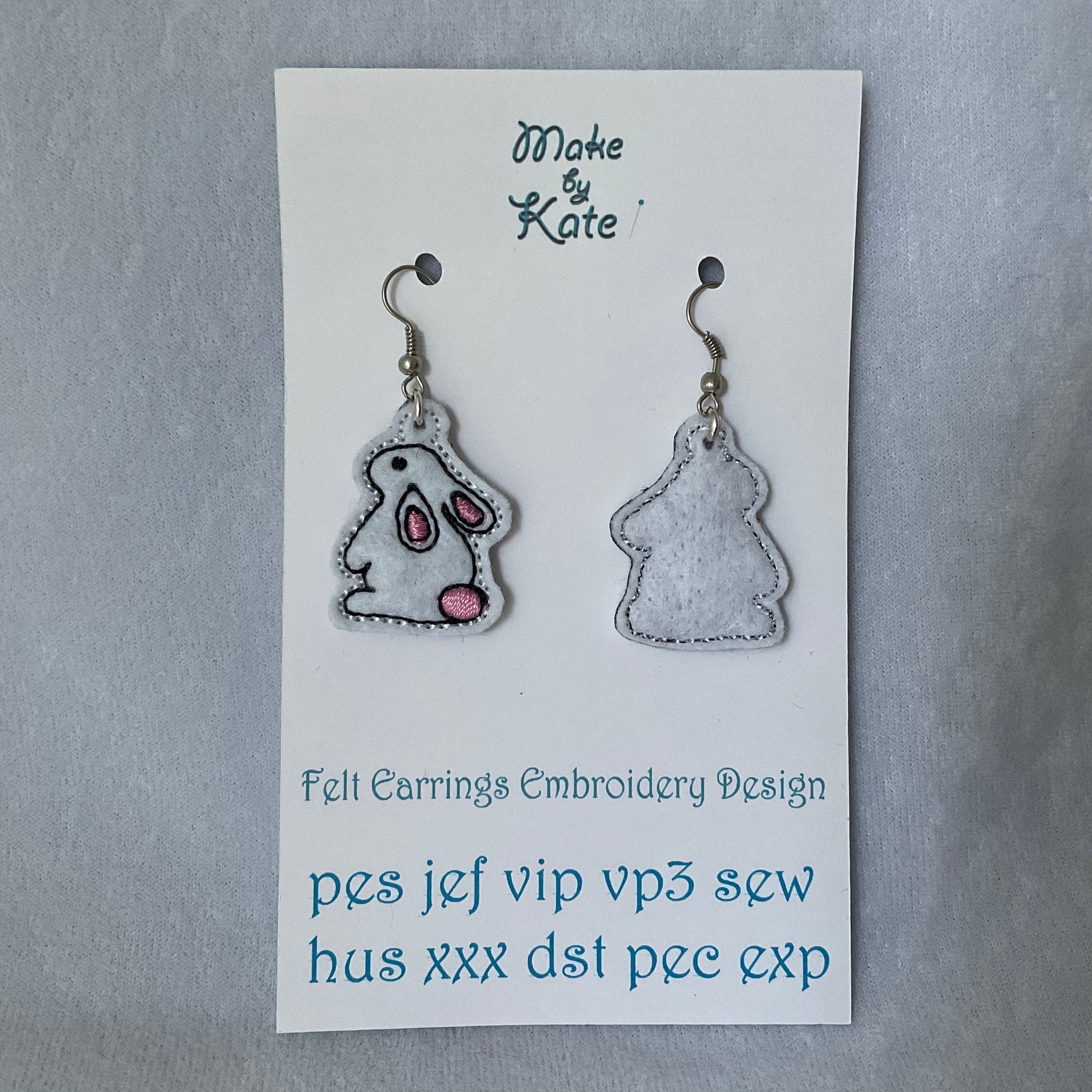 Instant Download Felt or Vinyl Cute Easter Bunny Earrings Machine