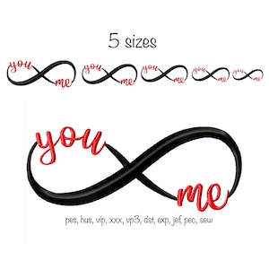 Instant download 5 sizes infinity symbol you me love valentine machine embroidery design in all popular formats funny valentine day pattern