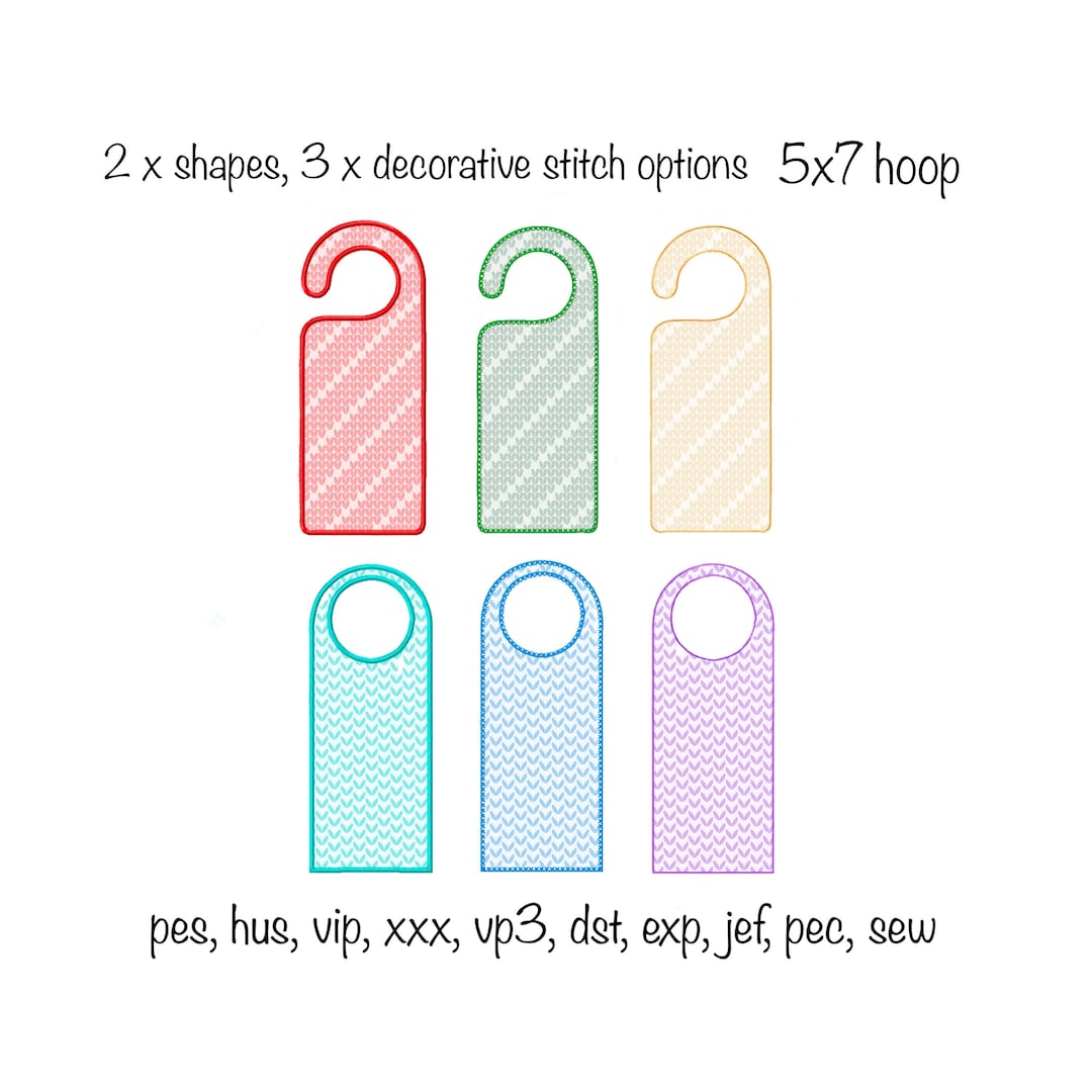 Digital download blank door hanger applique 2 shapes 3 stitch options