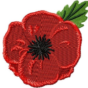 Instant download 5 sizes poppy flower fill stitch machine embroidery design in multiple formats in the hoop remembrance