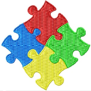 Digitaler download Puzzle Teile 5 Größen Stickdatei Stickmuster Autismus Awareness Formate pec pes xxx jef sew exp vip vp3 dst, hus Bild 2