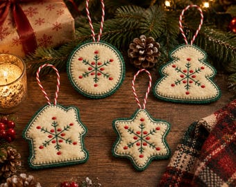 Digital download 4 in the hoop Christmas ornaments gingerbread cookies tree decorations machine embroidery design 4x4 hoop in all formats