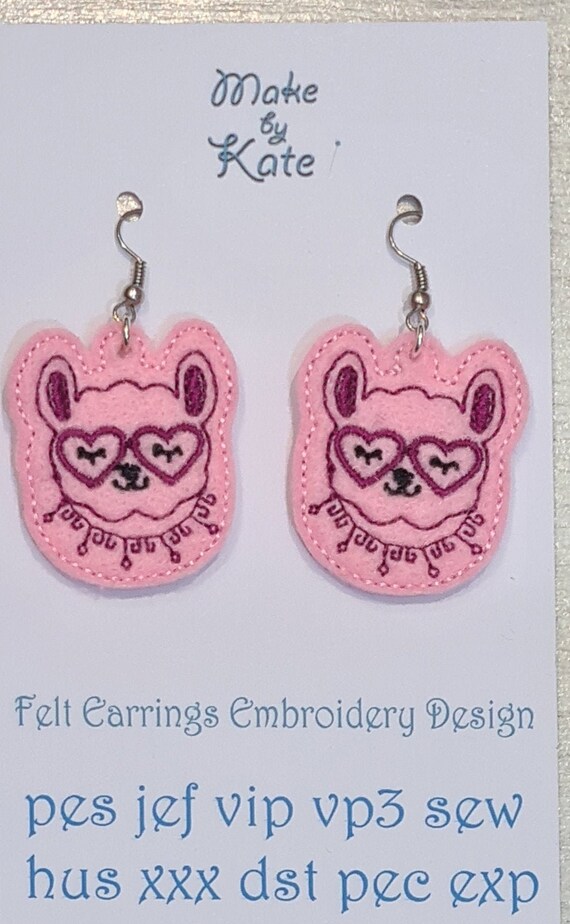 Instant Download Felt Cute Trendy Lama Alpaca Aesthetic Earrings