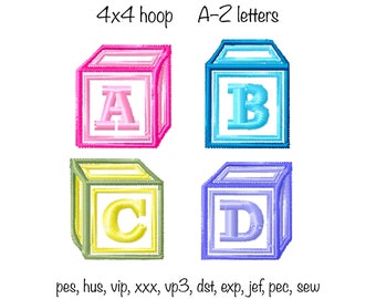 Abc Baby Blockschrift Alphabet Buchstaben Bundle sofortiger Download Bruder Stickdateien Stickmuster Dateien, a-z, verschiedene Formate