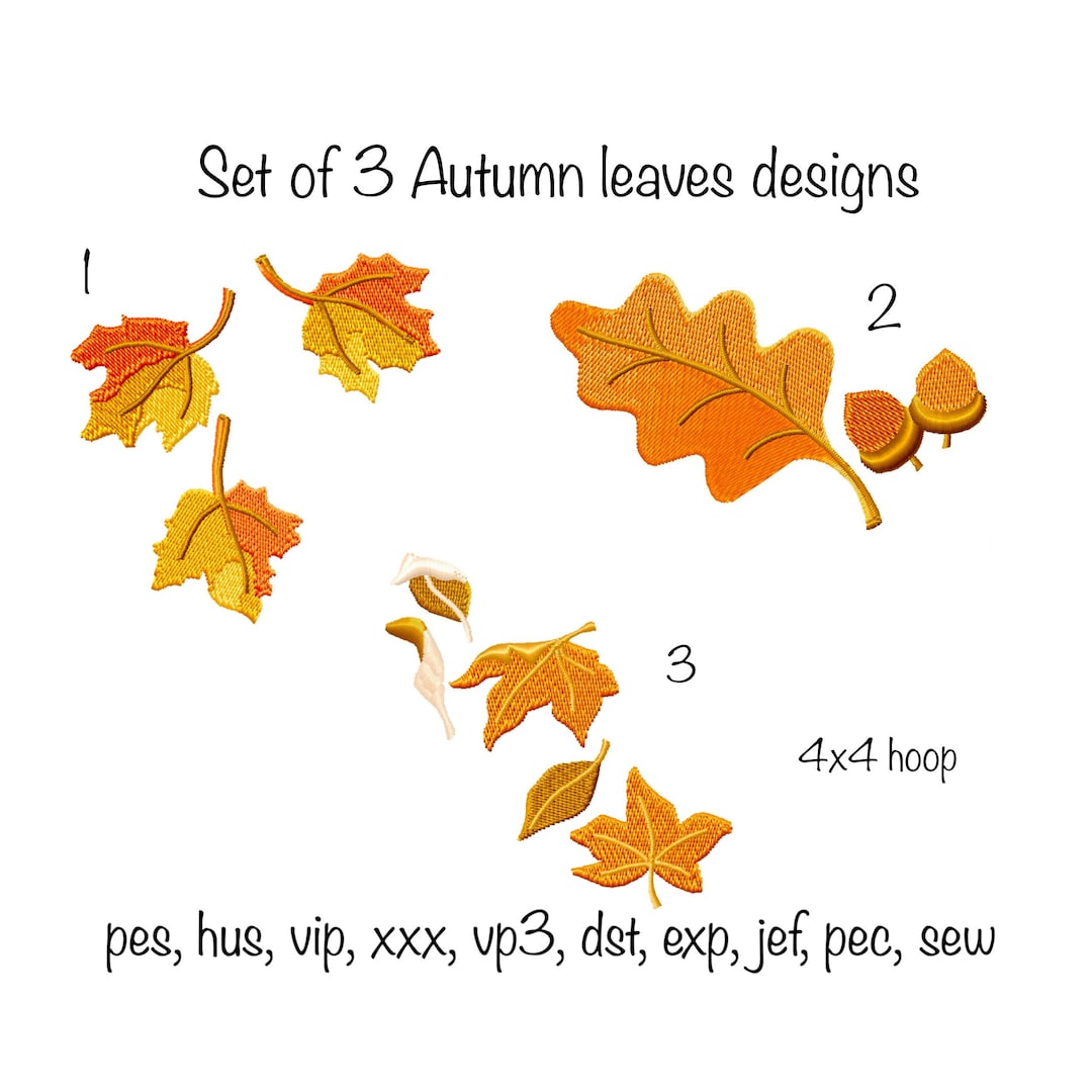 Instant Download Autumn Leaves 4x4 Hoop Fill Stitch Machine Embroidery ...