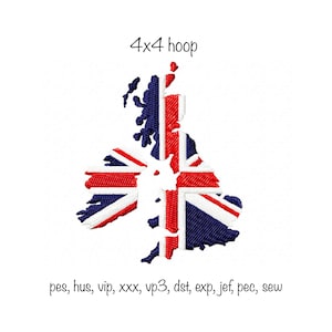 Digitaler download Karte von Großbritannien Union Jack uk Flagge London Maschine Stickerei Muster Design, mehrere Formate