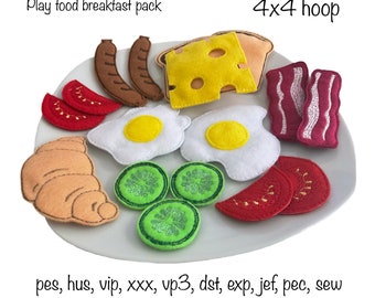 Digital download  9 x  breakfast play food machine embroidery designs all formats school nursery educational learn montessori pretend quick