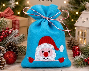 Téléchargement numérique 5 x 7 taille père Noël cadeau de Noël sac dans le cerceau motif de broderie machine porte-bonbons cadeau père Noël