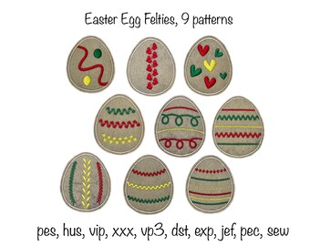 Instant download 9x easter egg hunt quick felties or ornaments machine embroidery design in multiple formats in the hoop spring holidays