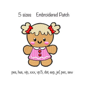 Instant download 5 sizes fill stitch gingerbread man girl christmas cookies machine embroidery design in all formats festive pattern