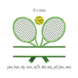 Digital download 8 sizes Tennis Rackets and Ball split monogram machine embroidery design, sport player