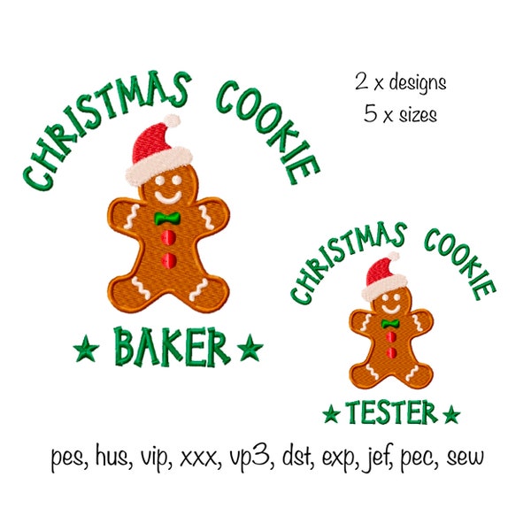 Instant download 5 sizes Gingerbread Man Christmas Cookie Baker Tester machine embroidery design matching hoodie top