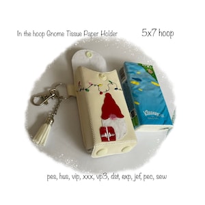 Download digitale 5x7 natale gnomo porta carta velina custodia ricamo design nel cerchio tutti i formati, ith idea regalo gonk snot pouch