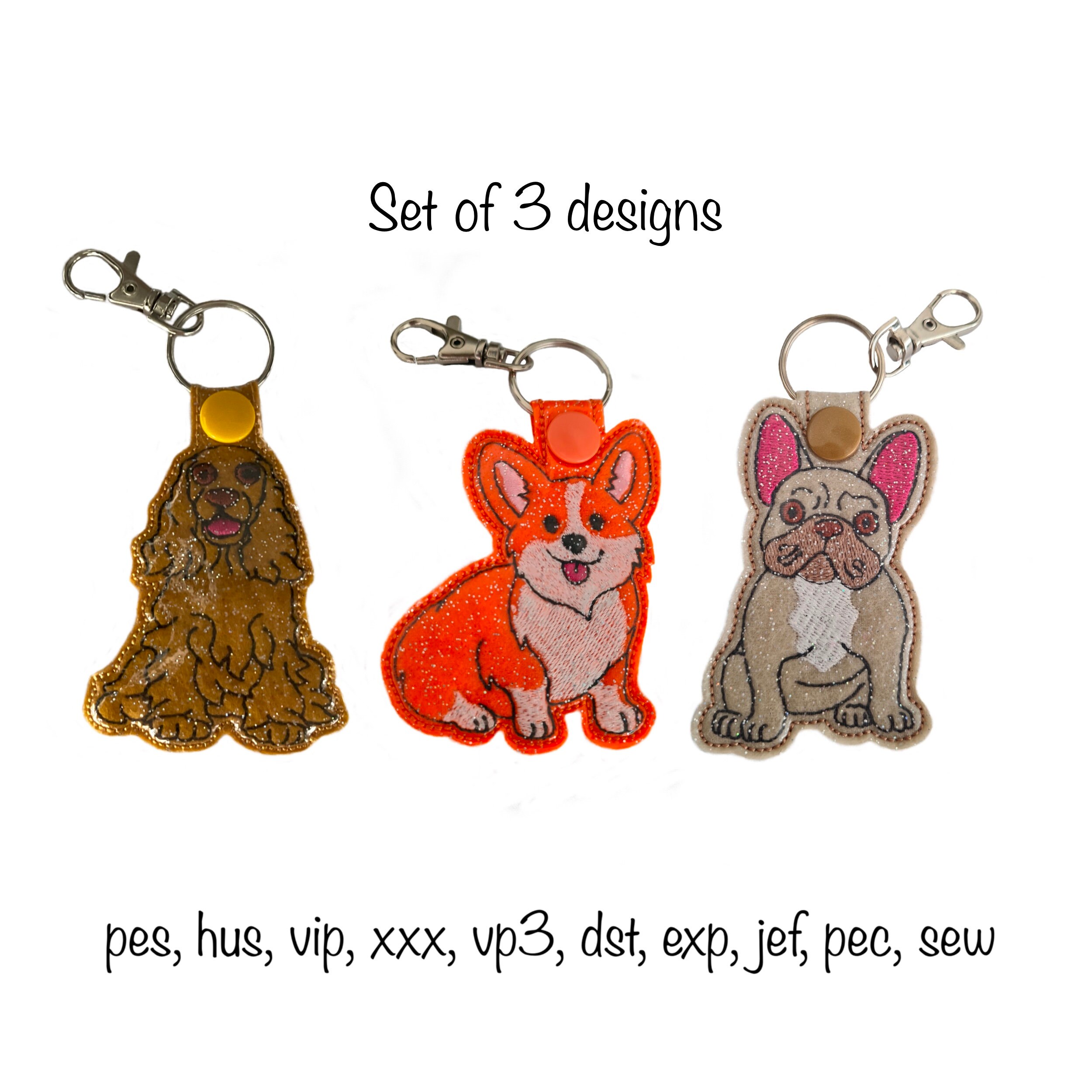 Digital Download Set of 3 Pet Key Ring Key Fob Bag Tag in the Etsy