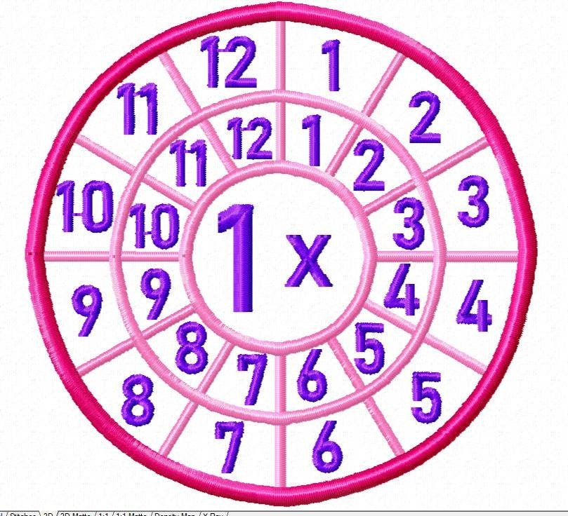 Digital Download Math Multiplication Wheel Machine Embroidery Design 1 ...