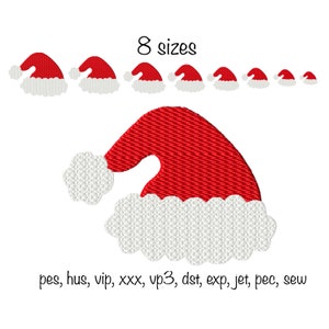 Instant download 8 sizes santa father christmas hat machine embroidery design in all popular formats 4x4 hoop