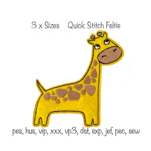Instant download 3 sizes giraffe quick stitch feltie outline machine embroidery design in multiple formats african zoo animal cartoon