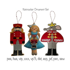 Digital download 5 sizes felt nutcracker set in the hoop christmas ornament tree decorations machine embroidery design in all formats