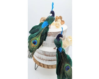Bride,Party Set of 2,Gift Wedding Cake Topper,Feather Peacock Birds,Handmade Bride,Party Set of 2,Gift Wedding Cake Topper,Feather Peacock Birds,Handmade