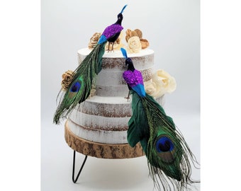Bride,Party Set of 2,Gift Wedding Cake Topper,Feather Peacock Birds,Handmade Bride,Party Set of 2,Gift Wedding Cake Topper,Feather Peacock Birds,Handmade