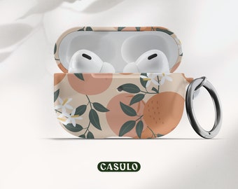 Etui na AirPods Pro Orange Blossom, etui na AirPods z brelokiem, etui na AirPods 1 2, etui na AirPods z karabińczykiem, urocze etui na AirPods