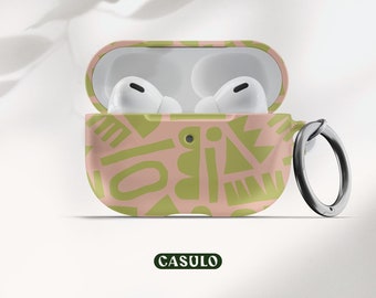 Étui pour AirPods Pro de formes rétro avec porte-clés, étui de protection pour AirPods Pro 2 1 et AirPod 3 2 1, jolie housse pour AirPods avec mousqueton