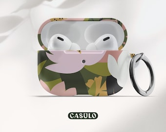Water Lillies AirPod-skal med nyckelring, AirPods-skal 1, 2, AirPods Pro-skal, AirPod-skal med karbinhake, estetiskt AirPod-skal