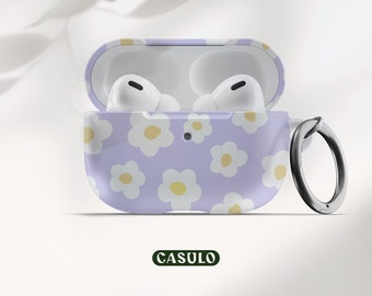 Etui na AirPody w stylu retro flower, etui na AirPody z brelokiem, etui na AirPods 1, 2, etui na AirPods Pro, etui na AirPody z karabińczykiem, urocze etui na AirPody