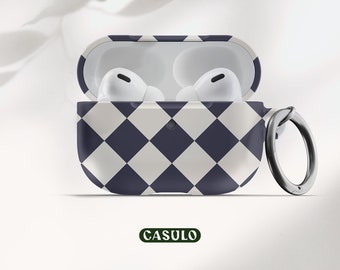 Funda para AirPods Pro con estampado de cuadros, funda para AirPods con llavero, funda para AirPods 1 y 2, funda protectora para AirPods con mosquetón, funda para AirPods adorable