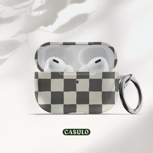 Y2K Black Checkerboard AirPods Case Aesthetic Air Pods Case Cute Air Pod Pro Cover With Keychain Carabiner Clip Airpod 1 2 Cases