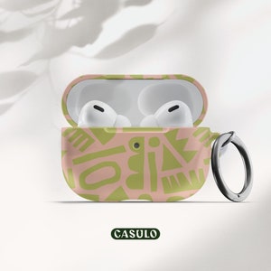 Retro Shapes AirPods Pro Case With Keychain, Protective Case for Air Pods Pro 2 1 and AirPod 3 2 1, Cute AirPods Cover with Carabiner