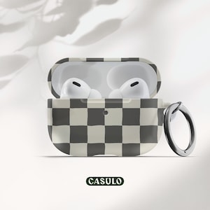 Y2K Black Checkerboard AirPods Case Aesthetic Air Pods Case Cute Air Pod Pro Cover With Keychain Carabiner Clip Airpod 1 2 Cases