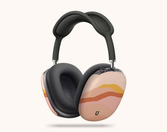 Funda para AirPods Max con recortes abstractos, funda protectora de plástico rígido con estética de atardecer en tonos terrosos, linda, única, divertida y moderna
