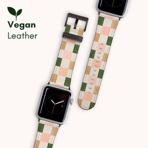 Checkered Apple Watch Band 38 40 42 44 45mm, Vegan Leather Printed iWatch Strap Series 10 9 8 7 6 5 4 3 2 1 Ultra 2 & SE